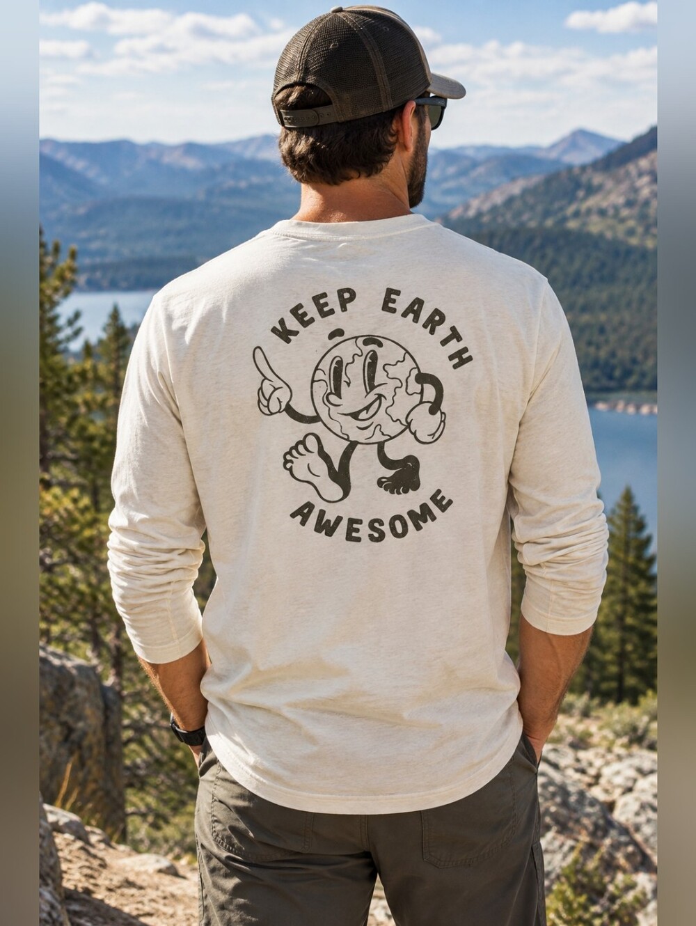 Mountain Hardwear Off-White Long Sleeve Tee with Brown Chest Graphic